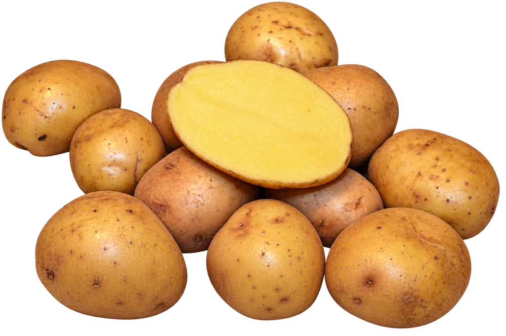 Granola potatoes with a cut half